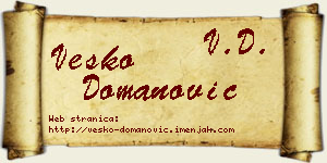 Vesko Domanović vizit kartica